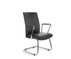 AMSTYLE Freischwinger VERONA Besucherstuhl Bezug Echt-Leder Schwarz Schwingstuhl Visitor X-XL Chrom 120 kg Meetingstuhl ergonomisch Design ergo Kippschutz Konferenzstuhl Wartestuhl feststehend