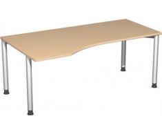 Gera MÃ¶bel 4 FuÃ Flex Schreibtisch, Holzdekor, Ahorn/Silber, 180 x 100 x 72 cm