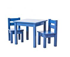 Hoppekids Kindersitzgruppe mit 1 Kindertisch und 2 Kinderstühle, teilmassiv sehr stabil, viele Farben, Holz, blau, 55 x 50 x 47 cm