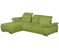 Cavadore Polsterecke Tabagos / Ecksofa mit Longchair links / Sitztiefenverstellung / Kopfteilverstellung / Armteilfunktion / 283x85-96x187 (B x H x T) / Farbe: Grün