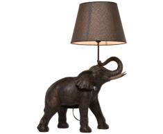 Kare Tischleuchte Elephant Safari, 32775, moderne Design Nachttischlampen mit detailreichem Elefant, braun-beige (H/B/T) 73,5x52,3x33cm