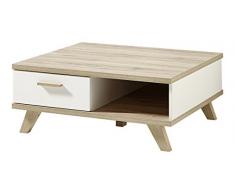 Germania 2292-221 Couchtisch im skandinavischen Design GW-Oslo in WeiÃ/Absetzungen Sanremo-Eiche-Nachbildung, 79 x 34 x 79 cm (BxHxT)