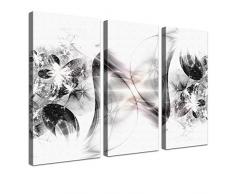 LANA KK - Leinwandbild Stars SWâ abstraktes Design auf Echtholz-Keilrahmen â Fotoleinwand-Kunstdruck in schwarz, dreiteilig & fertig gerahmt in 150x100cm