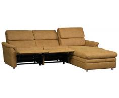 CAVADORE Chalsay Sofaecke mit Longchair Rechts inkl. Relaxfunktion und Verstellbarem Kopfteil/mit Federkern/Eckcouch im Modernen Design/Größe: 252 x 94 x 177 cm (BxHxT) / Farbe: Hellbraun (Mustard)