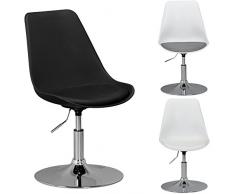 Amstyle Korsika, Drehsessel Esszimmerstuhl Kunstleder-Sitzfläche in Schwarz, Drehstuhl höhenverstellbar, Drehhocker mit Rückenlehne, Besucherstuhl mit Schalensitz, Wartezimmerstuhl ohne Armlehnen