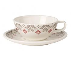 Villeroy & Boch Artesano Berge Tasse Te mit Teller, Premium Porzellan, Mehrfarbig