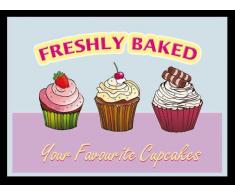 empireposter Cupcakes - Freshly baked - GrÃ¶Ãe (cm), ca. 30x20 - Bedruckter Spiegel, NEU - Beschreibung: - Bedruckter Wandspiegel mit schwarzem Kunststoffrahmen in Holzoptik -