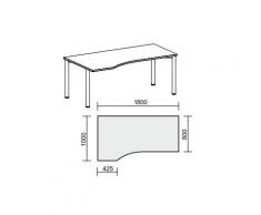 Gera MÃ¶bel 4 FuÃ Flex Schreibtisch, Holzdekor, Buche/Anthrazit, 180 x 100 x 72 cm