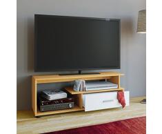 VCM TV Lowboard Tisch Schrank Rack Konsole Fernsehtisch Möbel Bank Holz Buche/Weiß 43 x 110 x 40 cm Rimini