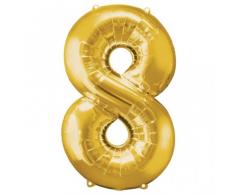 amscan Folienballon 8 Gold, 45 x 66 cm