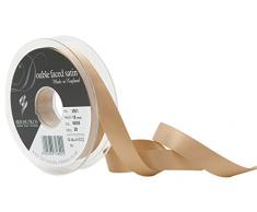 Berisfords 3501 Satinband, doppelseitig, 15 mm, Stroh 6835 10,5 x 10,5 x 3 cm, Doppelseitiges Band, Polyester, Satin Stroh