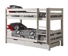 VIPACK PICOSBLA14 Etagenbett Pino, MaÃe 210 x 140 x 105 cm, Liegefläche 90 x 200 cm, Kiefer massiv weià lackiert