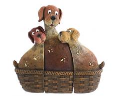 Set von Hunde Family in a Korb