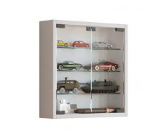 VCM Vitrine Sammelvitrine Wandvitrine Wand Schrank Regal Hängeregal Hängevitrine Holz Weiß 40x40x10 cm Mandosa S