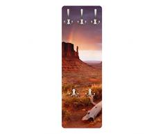 Apalis 79180 Wandgarderobe Monument Valley bei Sonnenuntergang | Design Garderobe Garderobenpaneel Kleiderhaken Flurgarderobe Hakenleiste Holz Standgarderobe Hängegarderobe | 139x46cm
