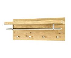 Haku-Möbel 15612 Wandgarderobe eiche-chrom, 75 x 26 x 30