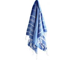 Gesicht und Handtuch 100% Baumwolle türkischen Pestemal Peshtemal Fouta Kitchen Geschirrtuch Küchen Bath Spa Massage Sauna Beach Yacht Gym Fitness Yoga Baby Handtuch Picknickdecke Tischdecke natürlichen Unisex Baby Shower Gestreift Nachtblau