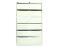 Bisley Karteischrank, Dreibahnig Din A5, 6 Schubladen, Metall, 625 ReinweiÃ, 62.2 x 80 x 132.1 cm