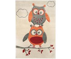 Benuta Kinderteppich Eule und Wolken Grau 120x170 cm | Teppich für Spiel- und Kinderzimmer