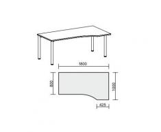 Gera MÃ¶bel 4 FuÃ Flex Schreibtisch, Holzdekor, Ahorn/Anthrazit, 180 x 100 x 72 cm