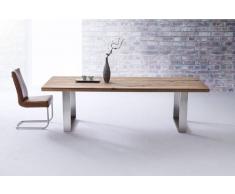Robas Lund Tisch, Castello Eichenholz Wildeiche Edelstahl gebürstet, 220 x 100 x 76 cm