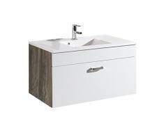 Held Möbel 738.2119 Capri Waschtisch, 1 Metall-Auszug mit Reling, inkl. Mineralgussbecken, 100 x 56 x 47 cm, weià / eiche-vintage