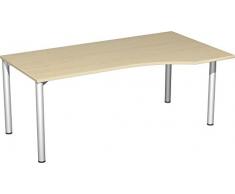 Gera MÃ¶bel 4 FuÃ Flex Schreibtisch, Holzdekor, Ahorn/Silber, 180 x 100 x 72 cm