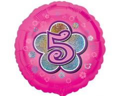 amscan Folienballon Rosa Blumen 5, Kunststoff, Pink, Environ 45 cm