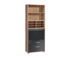 MAJA-Möbel 1229 2574 Aktenregal mit Ablagefächer-Einsatz, Rollo-Einsatz, Hängeregister-Schubsatz, Sonoma-Eiche-Nachbildung, Abmessungen BxHxT: 80 x 214,5 x 40 cm