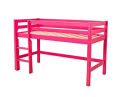 Hoppekids BASIC-A4-38-3 My Color Halbhochbett, Spiel-/Junior-/Kinder-/Jugendbett, Kiefer massiv, 4 Farben Liegefläche 70 x 160 cm, Holz, rosa, 168 x 81 x 105 cm