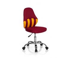 hjh OFFICE 670640 Kinder-Drehstuhl KIDDY STRIPE Stoff Rot / Gelb Bürostuhl Schreibtischstuhl Ergonomisch Mitwachsend
