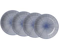 Ritzenhoff & Breker Suppenteller-Set Royal Makoto, 4-teilig, 20,5 cm Durchmesser, Porzellangeschirr, Blau-Weiß