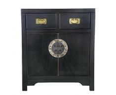 SIT-Möbel 1854-11 Kommode Chinese, 70 x 42 x 80 cm, im Stil der Ming Dynastie, Pappel massiv schwarz lackiert