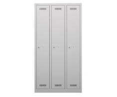 Bisley Monobloc Garderobenschrank, 3 Abteile, Je 1 Fach, Metall, 645 Lichtgrau, 50 x 90 x 170 cm