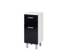 Held Möbel 051.3062 Denver Unterschrank 1-türig, 1 Auszug, 1 Einlegeboden, 35 x 69 x 35 cm, hochglanz-schwarz / weiß