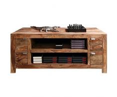 Kare Authentico TV Lowboard, 74502, moderner, groÃer Fernsehschrank mit 4Schüben, massives Sheeshamholz, braun (H/B/T) 60x150x55cm