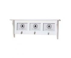 Country Wandgarderobe mit 3 Kleiderhaken und 3 Rahmen für Ihre persönlichen Bilder, weiss, BxHxT 62x23,5x11