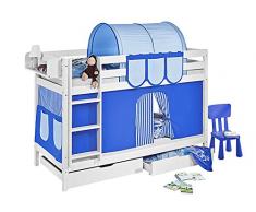 Lilokids Etagenbett Jelle TÃV und GS geprüft, Hochbett mit Vorhang und Lattenroste Kinderbett, Holz, blau, 208 x 98 x 150 cm