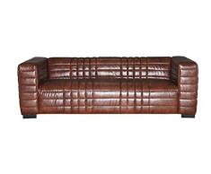 SIT-Möbel 6000-30 3-Sitzer Sofa aus Kunstleder, Beine aus Hevea-Holz, braune Couch, 220 x 91 x 66 cm