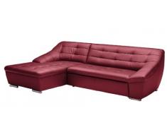 Cavadore Leder-Sofa Lucas / Eck-Couch in Echtleder mit Steppung / Longchair links / GröÃe: 287 x 81 x 165 (BxHxT) / Leder rot