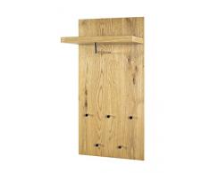 HAKU MÃ¶bel 15620 Wandgarderobe, Metall, Eiche-Chrom, 31 x 49 x 100 cm