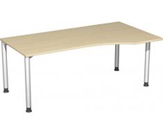 Gera MÃ¶bel 4 FuÃ Flex Schreibtisch, Holzdekor, Ahorn/Silber, 180 x 100 x 72 cm