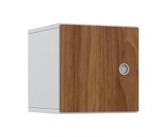 VCM Hängeschrank Wandschrank Badschrank Bad Badezimmer Wand Schrank Regal Möbel WeiÃ/Kern-nussbaum 34x31x30 cm Intola