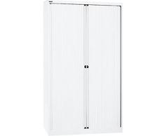 Bisley Rollladenschrank Eurotambour, 4 Fachböden, 5 OH, B 1200 mm, Metall, Pww696 Rollladen VerkehrsweiÃ, Korpus VerkehrsweiÃ, 43 x 120 x 198 cm