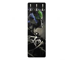 Apalis 79559 Wandgarderobe Strange Lady | Design Garderobe Garderobenpaneel Kleiderhaken Flurgarderobe Hakenleiste Holz Standgarderobe Hängegarderobe | 139x46cm