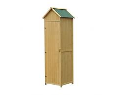 Outsunny Vertikal Utility 3 Einlegeböden Gartenschuppen Holz Outdoor Garten Werkzeug Stauraum Schrank 65 x 67,5 x 214 cm (natürliches Holz Farbe)