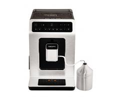 Krups EA891D Evidence Kaffeevollautomat (automatische Reinigung, 2-Tassen-Funktion, OLED-Display, 15 bar, Espresso-Kaffee-Maschine, Kaffeeautomat) metall