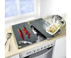 Wenko Herdabdeckplatte Universal Cayenne, 2er Set Herdabdeckung für alle Herdarten, Gehärtetes Glas, 30 x 52 cm, mehrfarbig