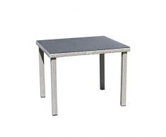 greemotion Gartentisch Malmö Spraystone grau, Outdoor Esstisch, Rattantisch mit Spraystone-Tischplatte, wetter- und witterungsfestes Polyethylengeflecht, besonders pflegeleicht, Maße ca. 80 x 80 x 74 cm