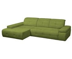 CAVADORE Ecksofa Mistrel mit Longchair XL rechts / Große Eck-Couch im modernen Design / Inkl. verstellbaren Kopfteilen / Wellenunterfederung / 273 x 77 x 173 / Grün